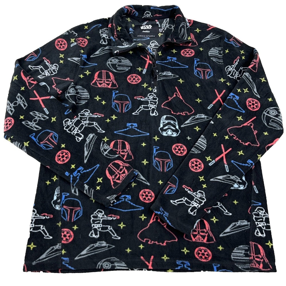 Chubbies Star Wars Sweater Men Medium Fleece Pullover Quarter Zip Jacket AOP